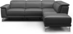 Valencia Pista Geniune Leather Reclining Sectional Sofa with Right Hand Chaise -| Power Recliner Chair, Nappa 11000 Leather | L Shaped Couch for Living Room Furniture, Cloudy Grey - Image 2