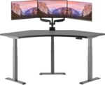 Vari Command Center Electric Standing Desk – 120° Curved Sit-Stand Gaming Desk Corner Workstation for Triple Monitors + Sloped Front Edge, 4 Height Settings, 200 lb Capacity (Black Top/Slate Legs) - Image 2