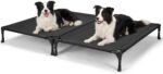 Veehoo Cooling Elevated Dog Bed, Raised Dog Bed for Two Dogs, Indoor Outdoor Pet Cot with Breathable Teslin Mesh & Anti-Slip Rubber Feet, Durable Double Dog Bed for Multi-Pet Homes, 35" x 25", Black - Image 2