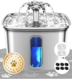 Veken Innovation Award Winner Stainless Steel Cat Water Fountain, 108oz/3.2L Automatic Pet Fountain Dog Water Dispenser with 6 Replacement Filters & Silicone Mat for Cats, Dogs, Multiple Pets (Silver) - Image 2
