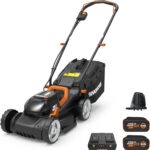 WORX 14" Cordless Lawn Mower, 2 in 1 Electric Mower Cuts Quietly, Compact & Lightweight Push Lawn Mower with 6-Position Height Adjustment for Small Yards, 2 Batteries & Charger Included, WG779 - Image 2