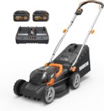 WORX Cordless Lawn Mower, 14" Electric Mower with Brushless Motor, Lightweight Push Lawn Mower with 6-Position Height Adjustment for Small Yards, 2 Batteries & Charger Included, WG735 - Image 2