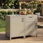 Wisteria Lane Outdoor Storage Cabinet with Stainless Steel Sink, Aluminum Modular Outdoor Kitchen, All Weather Kitchen Island with Storage and Drawers for BBQ, Porch, Backyard - Image 2