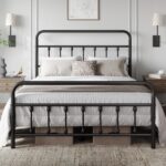 Yaheetech Victorian Vintage Queen Metal Platform Bed Frame, Classic Iron Art Headboard & Footboard, Stable & Noiseless, 12.6 Inch Under Bed Storage, No Box Spring Needed, Easy Assembly, Black - Image 2