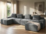 159" U Shaped Oversized Boneless Couch, Comfort Cloud Sectional Couches for Living Room, Modular Sofa High Back & Extra Deep Seat, No Assembly, Soft Chenille (Dark Grey, 159 inch-U shaped（4+2）) - Image 2
