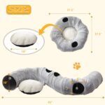 Cat Tunnel Bed for Indoor Cats - Cute Cat Donut Tunnel with Washable Circle Cushion, Round Pet Play Tunnel Toy for Kitten/Puppy/Rabbit,Grey - Image 3