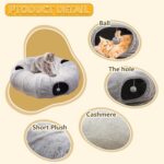 Cat Tunnel Bed for Indoor Cats - Cute Cat Donut Tunnel with Washable Circle Cushion, Round Pet Play Tunnel Toy for Kitten/Puppy/Rabbit,Grey - Image 6