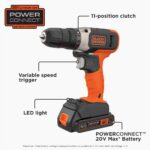 BLACK+DECKER 20V MAX Cordless Drill Kit with ‎Battery, Charger, Includes Double Sided Drill Bit (BCD702C1) - Image 3