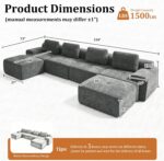 159" U Shaped Oversized Boneless Couch, Comfort Cloud Sectional Couches for Living Room, Modular Sofa High Back & Extra Deep Seat, No Assembly, Soft Chenille (Dark Grey, 159 inch-U shaped（4+2）) - Image 3