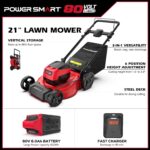 PowerSmart 80V MAX 21" Cordless Lawn Mower, 3-in-1 Brushless Electric Lawn Mower with 6.0Ah Lithium-ion Battery & Charger (PS76821) - Image 5