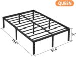 Hafenpo 14 Inch Queen Bed Frame - Sturdy Metal Platform Queen Size, No Box Spring Needed, Heavy Duty, Easy Assembly, Strong Bearing Capacity, Under Bed Storage, Black - Image 4