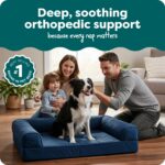 FurHaven Classic Sofa Orthopedic Dog Bed for Large Dogs with Egg Crate with a Solid Orthopedic Foam Base for Joint Support, Removable Washable Cover, Large, Quilted Sofa, Navy (Blue) - Image 3