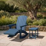 Adjustable Adirondack Rocking Chair with Retractable Ottoman Footrest, 4-in-1 Foldable HDPE Outdoor Rocker, Weather Resistant Adirondack Chair for Porch, Garden & Poolside, Navy Blue - Image 9