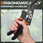 DECERK® 8.5" Professional Pruning Shears - Cuts 4X Easier with Ultra Sharp Japanese Steel Titanium Blade, Arthritis Friendly Garden Scissors & Plant Clippers, Effortlessly Prunes 3/4" Branches - Image 3