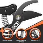 DECERK® 8.5" Professional Pruning Shears - Cuts 4X Easier with Ultra Sharp Japanese Steel Titanium Blade, Arthritis Friendly Garden Scissors & Plant Clippers, Effortlessly Prunes 3/4" Branches - Image 5