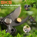 DECERK® 8.5" Professional Pruning Shears - Cuts 4X Easier with Ultra Sharp Japanese Steel Titanium Blade, Arthritis Friendly Garden Scissors & Plant Clippers, Effortlessly Prunes 3/4" Branches - Image 7