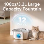 Cat Water Fountain Stainless Steel - 3.2L/108oz Cat Drinking Fountain | Pet Water Fountain for Cats Inside - Ultra Quiet Pet Watering Dispenser - for Small Animals - Image 3