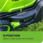 Greenworks 40V 17" Cordless Lawn Mower – Brushless Motor, 4.0Ah Battery & Charger (75+ Compatible Tools), 2-in-1 Mulch/Bag - Image 8
