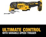 DEWALT 20V MAX XR Oscillating Multi-Tool Cordless, Variable Speed Brushless Motor Multitool with LED Light, Extended Runtime, Includes Two Wood Cutting Blades, Tool Only (DCS356B) - Image 4