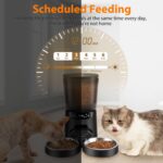 Automatic Cat Feeders for Two Cats, 5L/20 Cups Double Automatic Cat Food Dispenser with 2 Stainless Bowls, Timer Setting 20 Portions 6 Meals Per Day, 10s Meal Call (Black) - Image 4