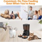 Automatic Cat Feeders for Two Cats, 5L/20 Cups Double Automatic Cat Food Dispenser with 2 Stainless Bowls, Timer Setting 20 Portions 6 Meals Per Day, 10s Meal Call (Black) - Image 9