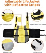 Amazon Basics Dog Adjustable Life Jacket with Reflective Stripes, Yellow, X-Large - Image 4