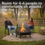 Sunnydaze 36-Inch Steel Outdoor Fire Pit with Grill and Spark Screen - PVC Protective Cover - Heat-Resistant Finish - Black - Image 3