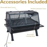 Sunnydaze 36-Inch Steel Outdoor Fire Pit with Grill and Spark Screen - PVC Protective Cover - Heat-Resistant Finish - Black - Image 4