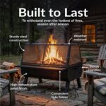 Sunnydaze 36-Inch Steel Outdoor Fire Pit with Grill and Spark Screen - PVC Protective Cover - Heat-Resistant Finish - Black - Image 5