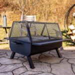 Sunnydaze 36-Inch Steel Outdoor Fire Pit with Grill and Spark Screen - PVC Protective Cover - Heat-Resistant Finish - Black - Image 9