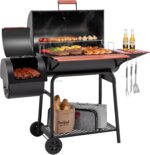 Royal Gourmet CC1830W 30-Inch Charcoal Grill with Offset Smoker and Wood-Painted Side Table, Outdoor Smoker Grill with 811 Sq. In. Cooking Area for Outdoor Barbecue Event, Black - Image 3