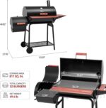 Royal Gourmet CC1830W 30-Inch Charcoal Grill with Offset Smoker and Wood-Painted Side Table, Outdoor Smoker Grill with 811 Sq. In. Cooking Area for Outdoor Barbecue Event, Black - Image 5