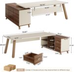 Tribesigns 78.7-Inch Executive Desk, L-Shaped Desk with 55-Inch Cabinet, Large Office Desk with Storage Shelves, Modern Computer Desk for Home Office, White & Walnut - Image 3