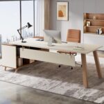 Tribesigns 78.7-Inch Executive Desk, L-Shaped Desk with 55-Inch Cabinet, Large Office Desk with Storage Shelves, Modern Computer Desk for Home Office, White & Walnut - Image 5