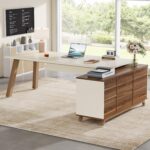 Tribesigns 78.7-Inch Executive Desk, L-Shaped Desk with 55-Inch Cabinet, Large Office Desk with Storage Shelves, Modern Computer Desk for Home Office, White & Walnut - Image 7