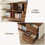 Tribesigns 78.7-Inch Executive Desk, L-Shaped Desk with 55-Inch Cabinet, Large Office Desk with Storage Shelves, Modern Computer Desk for Home Office, White & Walnut - Image 8