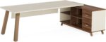 Tribesigns 78.7-Inch Executive Desk, L-Shaped Desk with 55-Inch Cabinet, Large Office Desk with Storage Shelves, Modern Computer Desk for Home Office, White & Walnut - Image 9