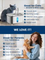 Cat Water Fountain Stainless Steel for Cats Indoor 2.5L 85oz by BPA-Free SUS304, Effective 6-Layer Filter Cat Fountain for Drinking 20dB Ultra Quiet & Soft Flow Metal Pet Water Fountain - Image 9