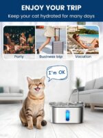 Cat Water Fountain Stainless Steel for Cats Indoor 2.5L 85oz by BPA-Free SUS304, Effective 6-Layer Filter Cat Fountain for Drinking 20dB Ultra Quiet & Soft Flow Metal Pet Water Fountain - Image 10