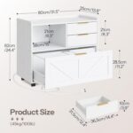 HOOBRO Lateral File Cabinet, Wooden Office Storage Drawers with Charging Station, Filing Cabinet for Home Office, A4/Letter/Legal-Sized Files, Printer Stand with Open Storage Spaces, White WT37UWJ01 - Image 4