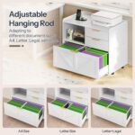 HOOBRO Lateral File Cabinet, Wooden Office Storage Drawers with Charging Station, Filing Cabinet for Home Office, A4/Letter/Legal-Sized Files, Printer Stand with Open Storage Spaces, White WT37UWJ01 - Image 6
