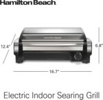 Hamilton Beach Electric Indoor Searing Grill with Adjustable Temperature Control to 450F, 118 sq. in. Surface Serves 6, PFAS-Free Removable Nonstick Grate, Stainless Steel (25360) - Image 9