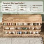 63'' Wide 9 Drawers Dresser for Bedroom,Modern Fluted Vertical Chest with Rounded Corners,Fluted Dresser for Living Room,Hallway, Natural Wood - Image 6