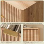 63'' Wide 9 Drawers Dresser for Bedroom,Modern Fluted Vertical Chest with Rounded Corners,Fluted Dresser for Living Room,Hallway, Natural Wood - Image 8