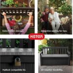 Keter Solana 70 Gallon Storage Bench Deck Box for Patio Furniture, Front Porch Decor and Outdoor Seating – Perfect to Store Garden Tools and Pool Floats, Graphite - Image 7