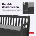 Keter Solana 70 Gallon Storage Bench Deck Box for Patio Furniture, Front Porch Decor and Outdoor Seating – Perfect to Store Garden Tools and Pool Floats, Graphite - Image 11