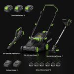 STEELITE 40V 17" Electric Lawn Mower & 12" String Trimmer & 500CFM Leaf Blower Combo Set, 3-in-1 Yard Care Kit with 3x4.0Ah Batteries & Dual Chargers - Image 10