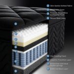 Premium 12 Inch Queen Size Mattress - Black Diamond Quilted, Individual Pocket Spring & Memory Foam Top, Luxurious Support, Pressure Relief, Motion Isolation, High-End Medium Firm, Easy Set-Up - Image 4