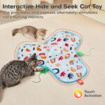 Potaroma Hide and Seek Interactive Cat Toys, Moving Concealed Wand Feather, Automatic Chargeable Indoor Kitten Exercise Kicker, Mouse Squeaky, Floral Cover - Image 3