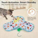 Potaroma Hide and Seek Interactive Cat Toys, Moving Concealed Wand Feather, Automatic Chargeable Indoor Kitten Exercise Kicker, Mouse Squeaky, Floral Cover - Image 5